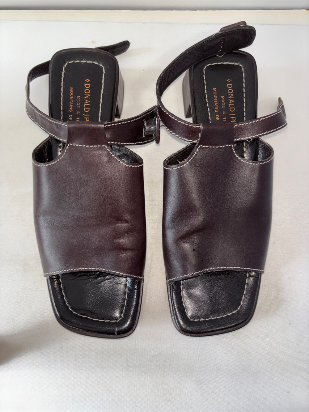 Donald J. Pliner Dark Brown Leather Slingback Sandals Size 8.5